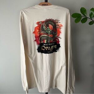 Crazy Shirts Dragon Graphic Print Long Sleeve Tee Tshirt Coconut Dyed XL Y2K